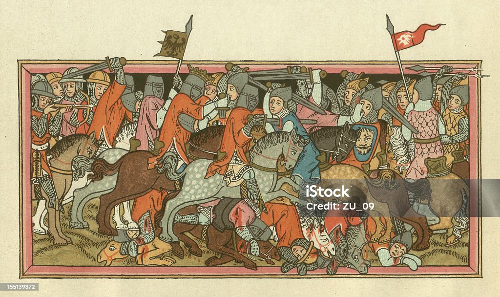 Batalla de Mühldorf, el 28 de septiembre, 1322 - Ilustración de stock de Medieval libre de derechos
