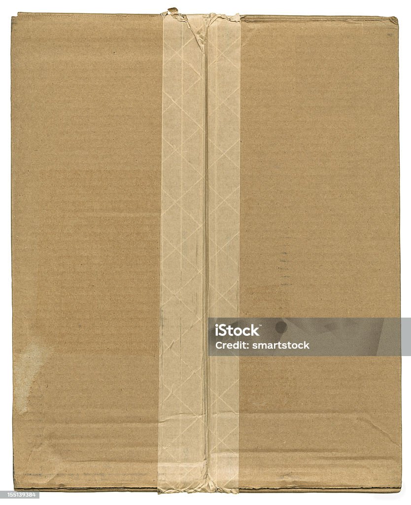 Caja de cartón Top con reforzado con fibra de marrón Cinta de envío - Foto de stock de Cartón libre de derechos