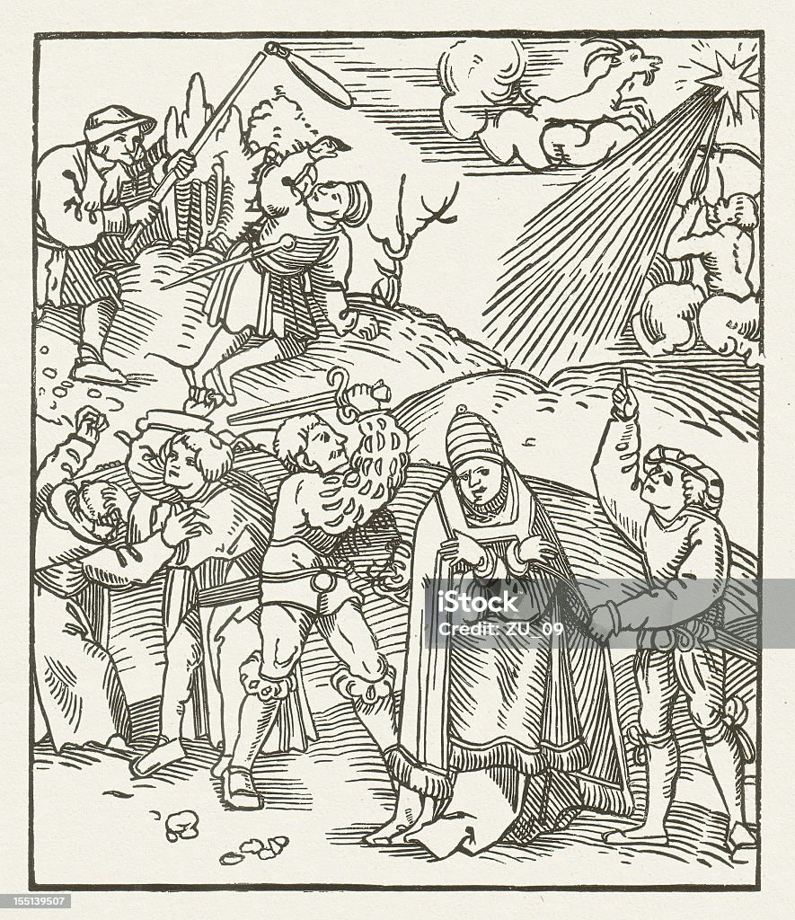 Renovierung in Deutschland (Holzschnitt, Jahr 1522), veröffentlichte im Jahr 1881 - Lizenzfrei Landarbeiter Stock-Illustration