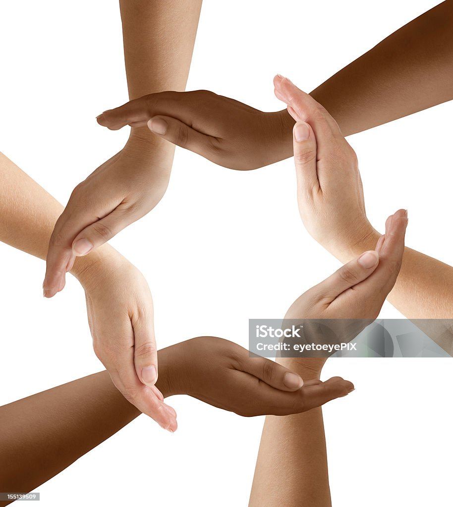 La diversificazione delle mani nella comunità - Foto stock royalty-free di Cerchio