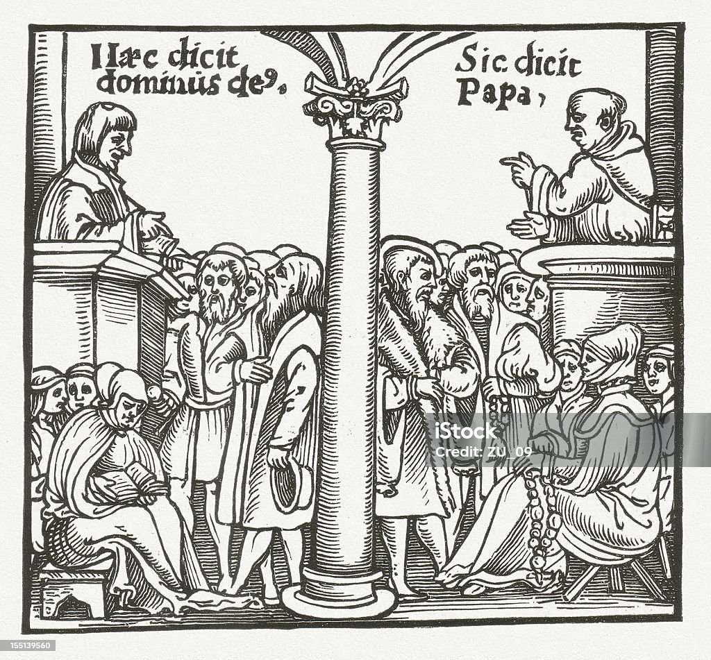 Zwei preachers - Lizenzfrei Holzschnitt Stock-Illustration