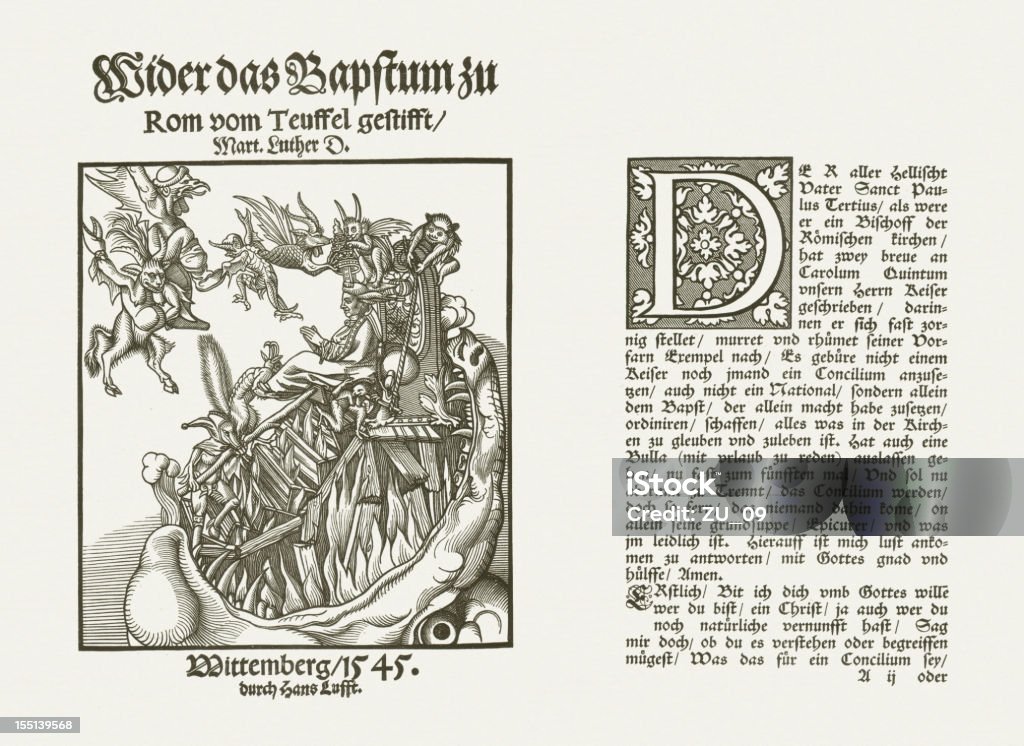 Luthers pamfleet, veröffentlicht von Hans Lufft, 1545 - Lizenzfrei Teufel Stock-Illustration