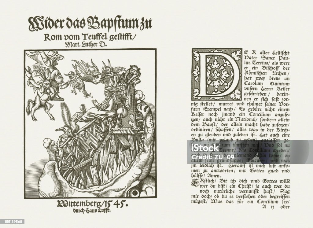 Luthers pamfleet, publié par Hans Lufft, 1545 - Illustration de Diable - Démon libre de droits