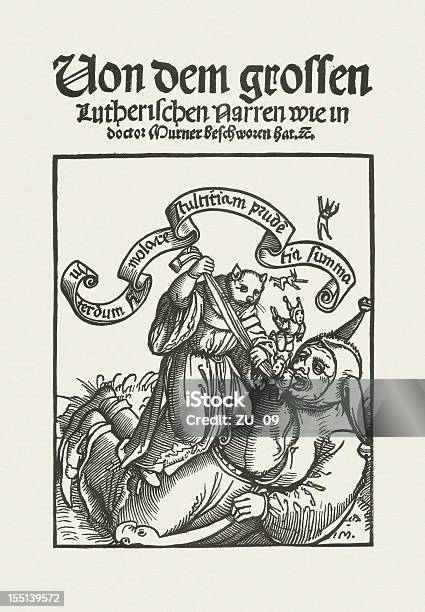 Vom Lutherischen Narren Stock Vektor Art und mehr Bilder von Hofnarr - Hofnarr, Holzschnitt, Martin Luther - Reformator