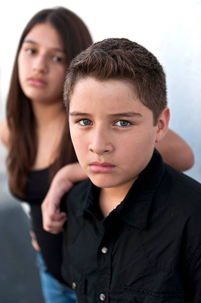 istock Front view of two children a boy and a girl 155139727