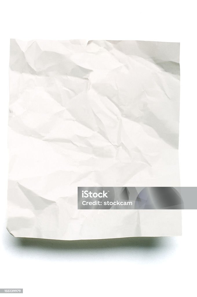 Blanco nota de papel arrugado - Foto de stock de Papel arrugado libre de derechos