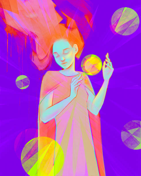 istock Handdrawn illustration of a girl in virtual reality 1551399831