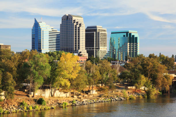 istock River and buildings at Sacramento, California 155140095