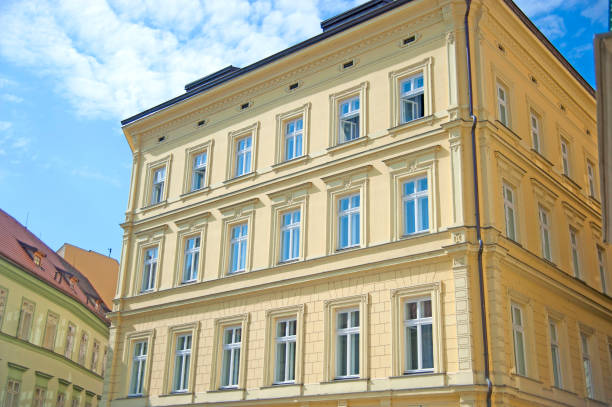 istock apartment home - great yellow fassade in praha 155140102