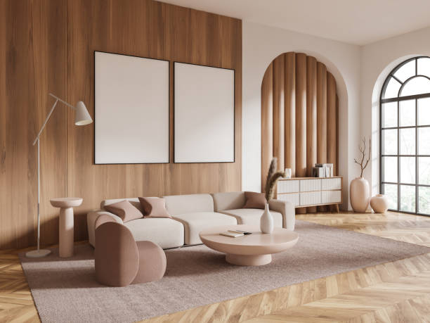 istock White and wooden living room corner with sofa and posters 1551401656