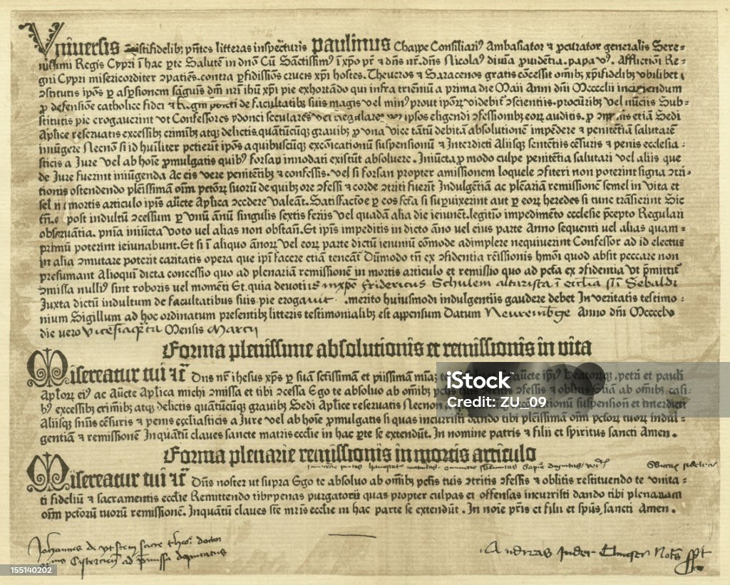Buchstabe des Luxus (1455), gedruckt von Gutenberg - Lizenzfrei Christentum Stock-Foto