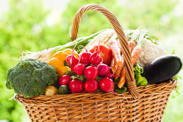 istock Basket With Organic Vegetables Fresh From Market 155140846