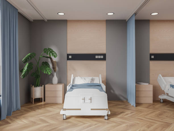 istock Gray and wooden hospital ward interior 1551408829