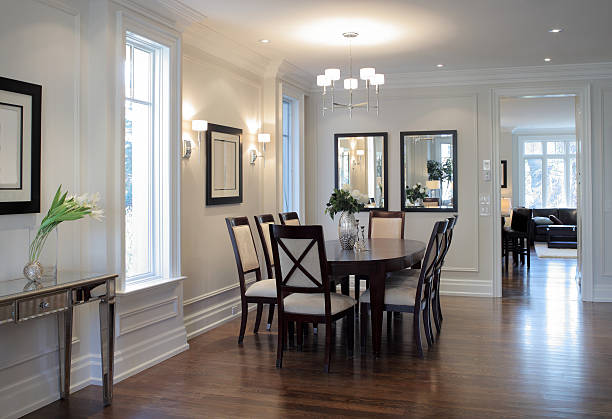 small, stylish dining room