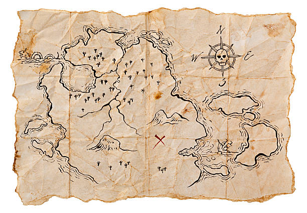 istock Pirate Map to Buried Treasure, Isolated on White. Horizontal. 155141218