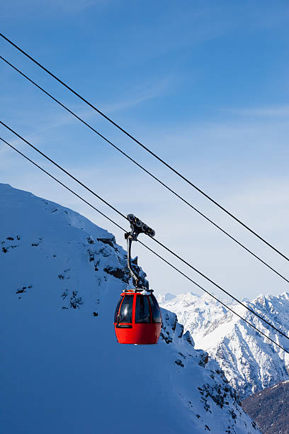istock Overhead cable car - ski resort in Alps Mountains 155141261