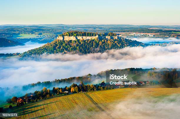Saxon Switzerland Stock Photo - Download Image Now - Festung Konigstein Castle, Saxony, Elbsandstein Mountains