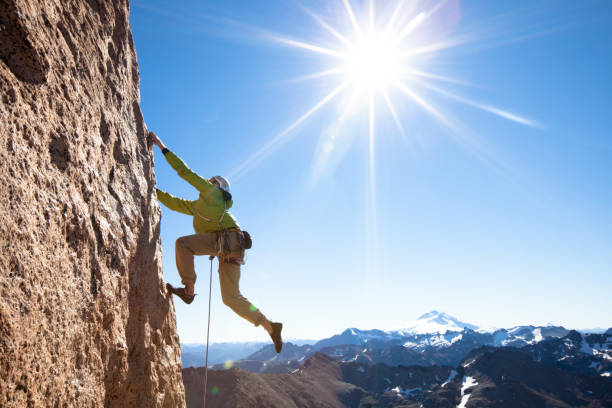 Rock climbing in a dramatic setting 