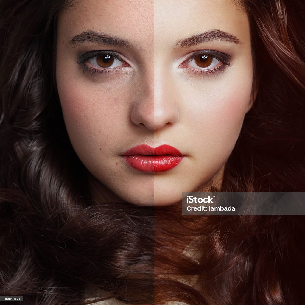 Antes y después de retrato - Foto de stock de Antes y después libre de derechos