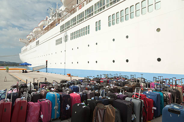 istock Suitcases and cruise ship at pier (XXXL) 155141809