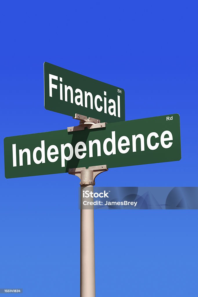 Finanzielle Unabhängigkeit Kreuzung Street Sign - Lizenzfrei Finanziell unabhängig Stock-Foto