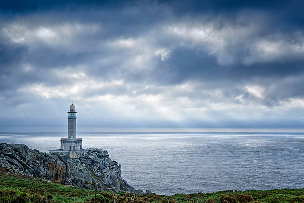 Punta Nariga lighthouse near to Barizo Puerto, A Coruna, Galicia norwesthern of Spain. 