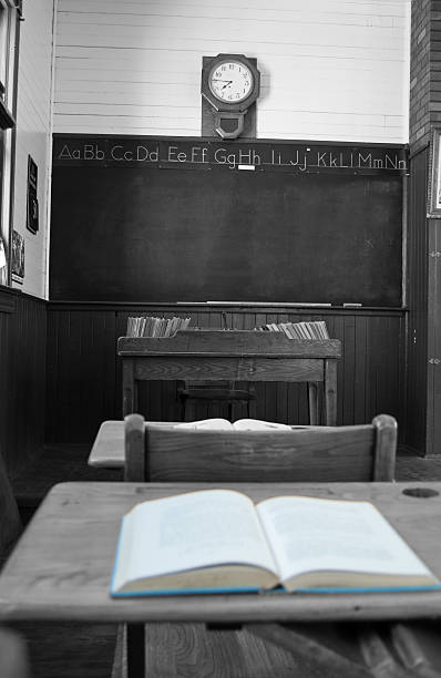 istock Vintage Classroom Desks and Texts 155141980