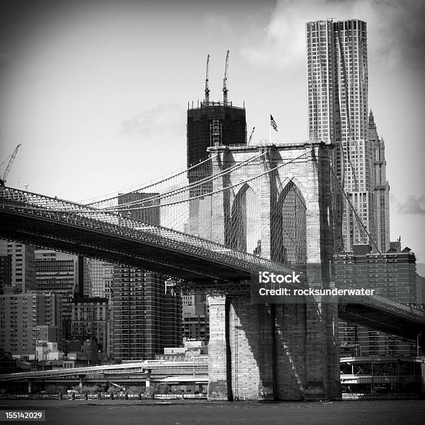 Photo libre de droit de Pont De Brooklyn banque d'images et plus d'images libres de droit de Brooklyn - New York - Brooklyn - New York, Image en noir et blanc, Industrie du bâtiment