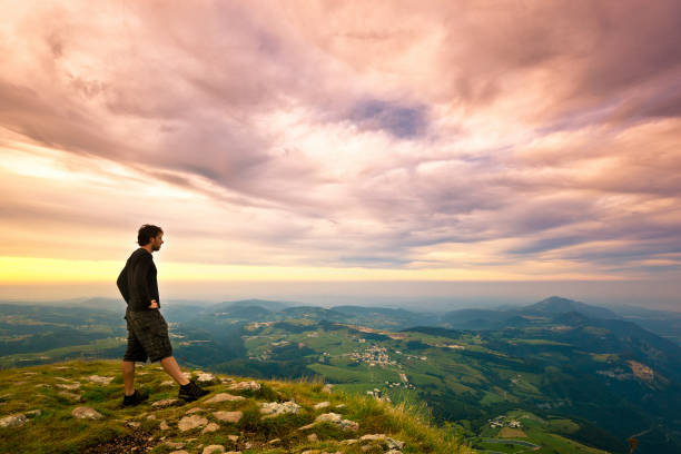 istock Hiker on top of the Mountain, Freedom Concept 155142486