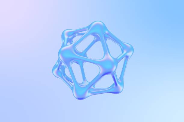3D rendering of an abstract geometric pattern on a light blue backdrop