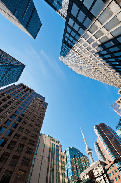 istock Toronto downtown skyscrapers soaring in blue sky CN Tower Canada 155142668