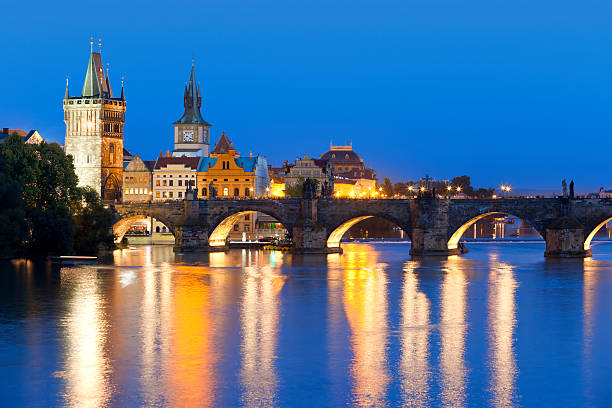 istock Charles bridge Prague Czech Republic at night 155142708