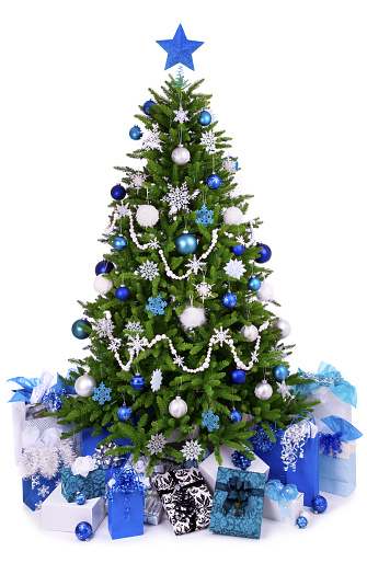 Isolated Blue Christmas Tree.