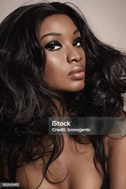 Mocha Beauty Stock Photo - Download Image Now - Black Hair, Fashion Model, Long Hair