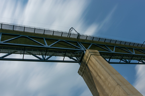 long exposure picture of the big railway bridge near Moresnet in Belgium