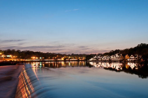 Boathouse Row is a historic site in Philadelphia on the east bank of the Schuylkill River (National Register of Historic Places from 1987). 