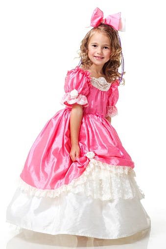 Young girl as magic fairy on white background