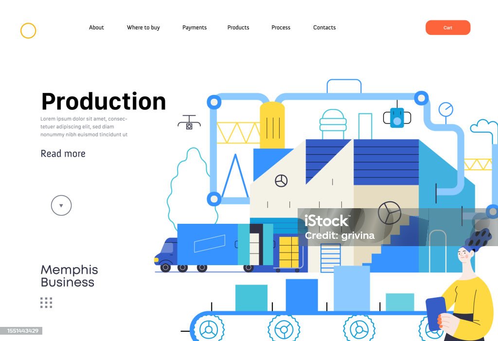Production System Vector Business Flat Vector Illustration Production Stock Illustration ...