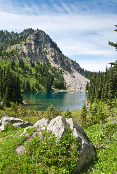 istock Glacial Erratic at Upper Palisades Lake 155144385