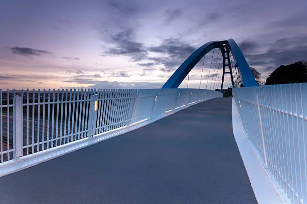 Redhayes pedestrian bridge recently opened over the M5 motorway to allow access to new business and science developments on the eastern outskirts of Exeter.