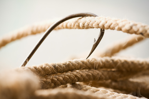 A fishing hook and a rope.
