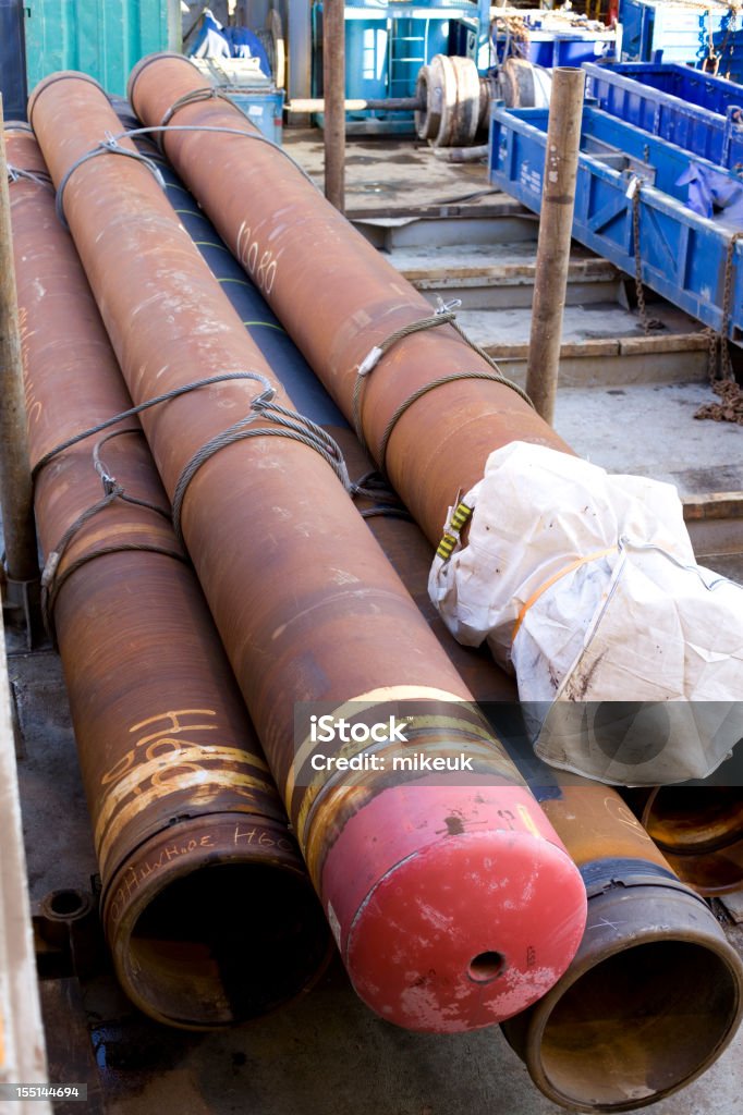 oil rig casing pipe on deck oil industry Color Image Stock Photo