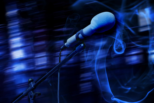 microphone in blue smoky ambiance
