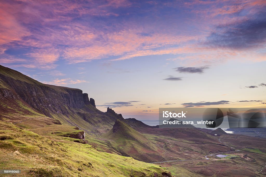 Sunris'at Quiraing, Isle of Skye, Schottland - Lizenzfrei Landschaft Stock-Foto