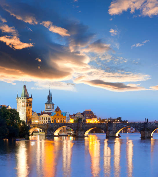 istock Charles bridge Prague Czech Republic at night 155145220
