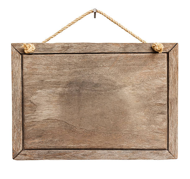 istock Old weathered wood signboard background. 155145337