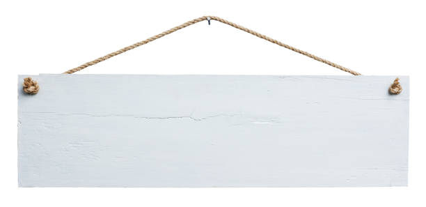 istock Old weathered white wood signboard. 155145519