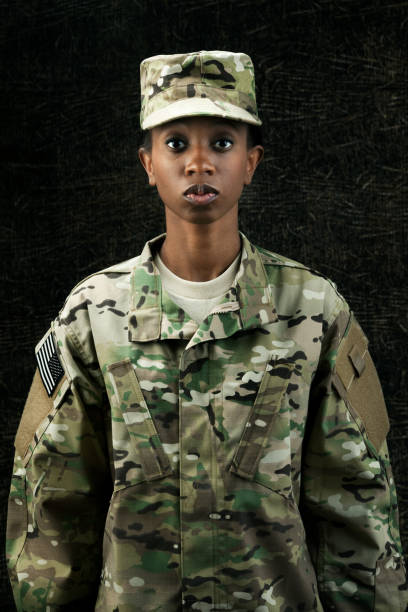 istock Female American soldier in new multicamo uniform 155145557