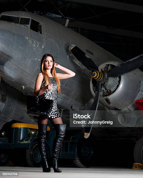 Travel Fashion Stock Photo - Download Image Now - Military Airplane, Women, 16-17 Years