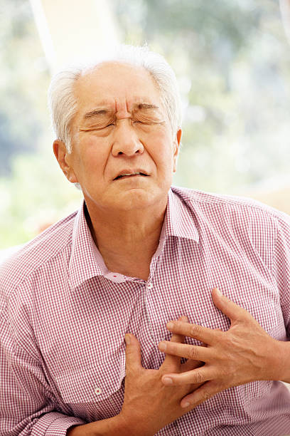 istock Senior Asian man with chest pain 155145860